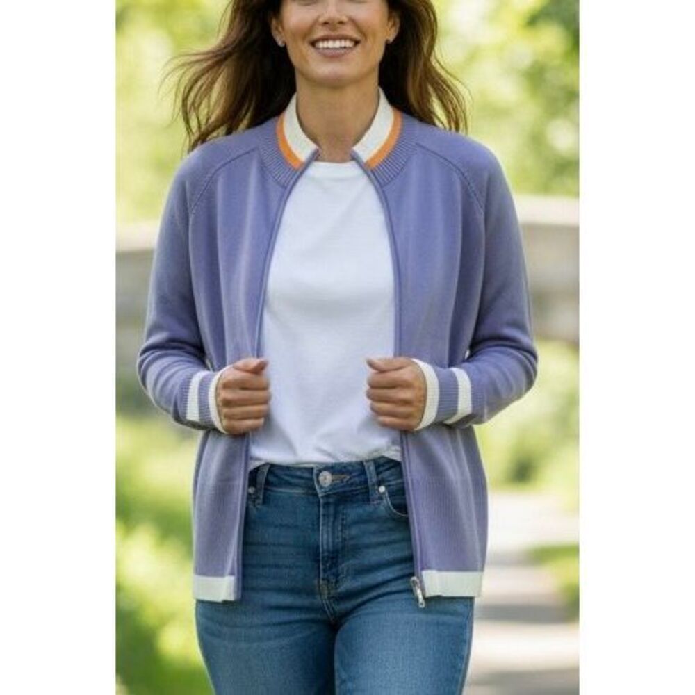 Nike Golf Women’s Full Zip Cardigan Sweater Purple Orange Trim Medium